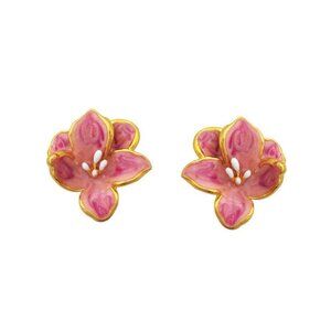 Cute Korean Style Pink Flower Studs Floral Acrylic Studs Fashion Earrings Set